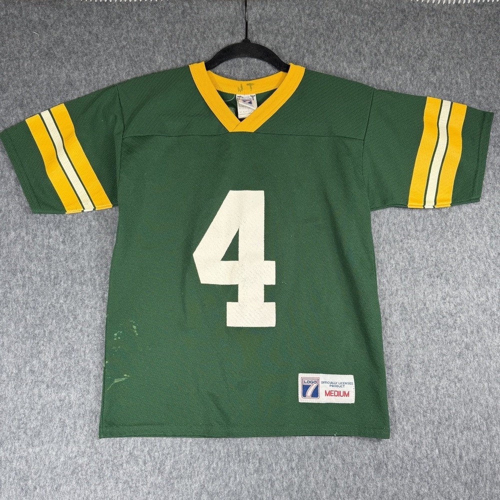 vtg‎ Green Bay Packers Jersey Brett Favre Kids size Medium 10/12 logo 7 #4